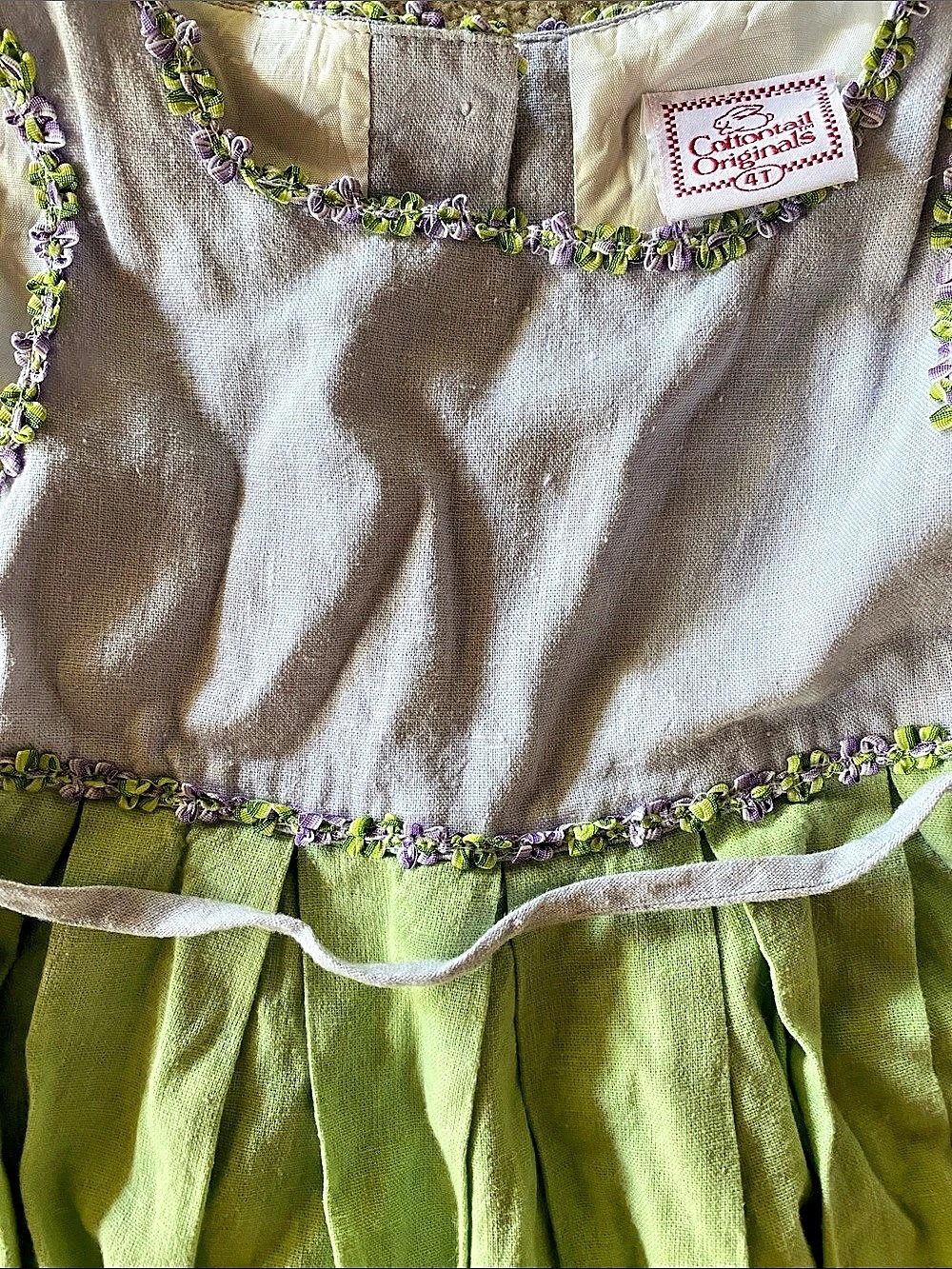 Cottontail Originals Girls embroidered Green & Purple Dress